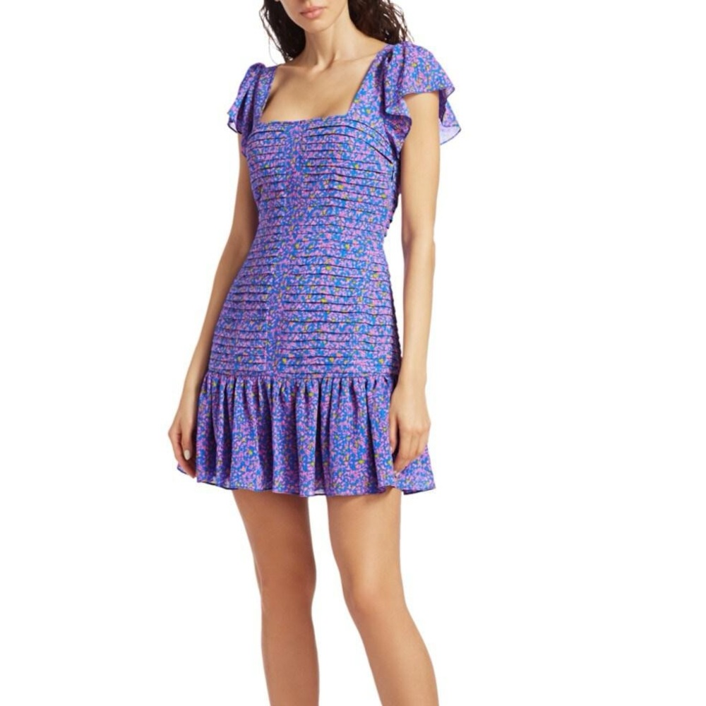 TANYA TAYLOR Mini Dress Yvette flutter sleeve